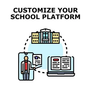 Customizing school education platform and online learning experience Stockillustratie