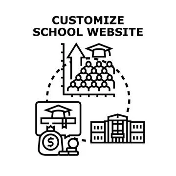 Customizing school website with education resources and growth Stock Illustration