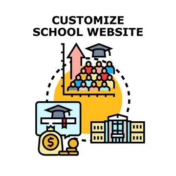 Customizing school website with education resources and growth Stock Illustration