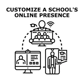 Customizing a school's digital presence for online education Stock Illustration