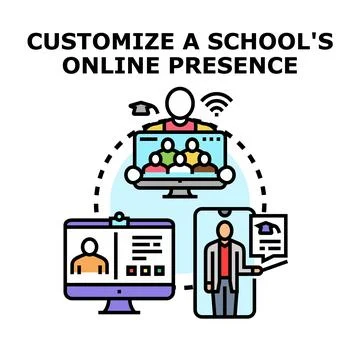 Customizing a school's digital presence for online education Stock Illustration
