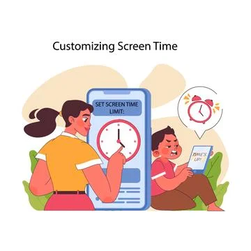 Customizing screen time concept. Flat vector illustration Stock Illustration