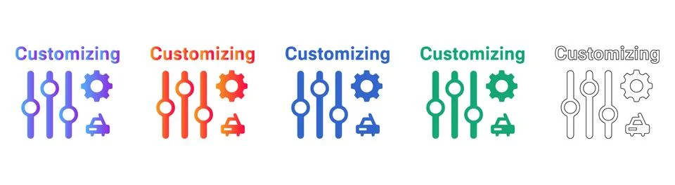 Customizing Settings Icon Set Stock Illustration