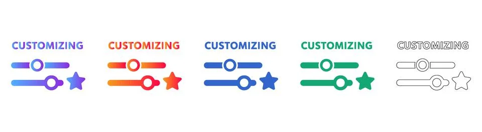 Customizing Settings Interface Icons Stock Illustration