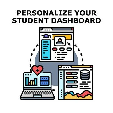 Customizing student dashboard interface for learning platform Stock Illustration