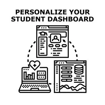 Customizing student dashboard interface for learning platform Stockillustratie