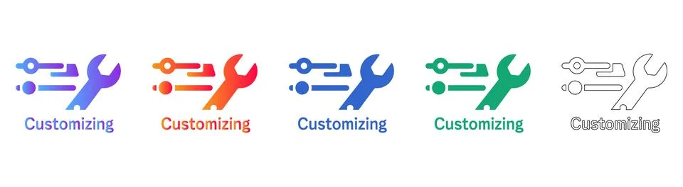 Customizing Tools and Settings Icons Stock Illustration