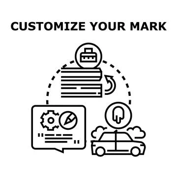 Customizing vehicle mark with personalization options Ilustración de archivo
