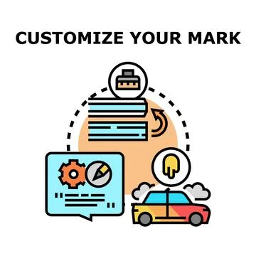 Customizing vehicle mark with personalization options Ilustración de archivo