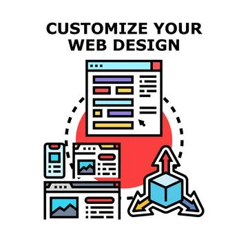 Customizing web design adapting different device layouts Stockillustratie