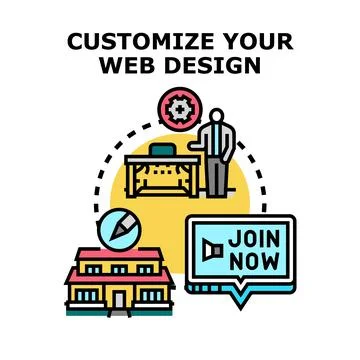 Customizing web design and development professional services Illustrazione stock