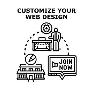 Customizing web design and development professional services Illustrazione stock
