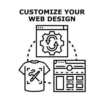 Customizing web design and product personalization online Stock Illustration