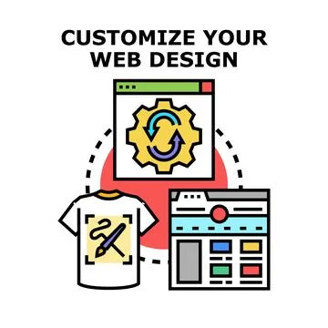 Customizing web design and product personalization online Stock Illustration