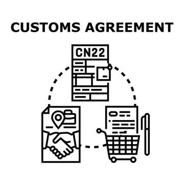 Customs agreement process for international shipping and e commerce Stock Illustration