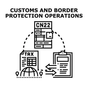Customs and border protection operations process icon Stock Illustration