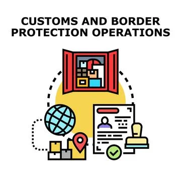Customs and border protection operations concept Stock Illustration