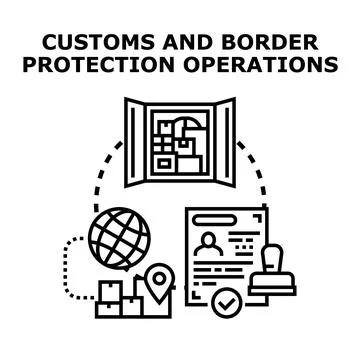 Customs and border protection operations concept Stock Illustration