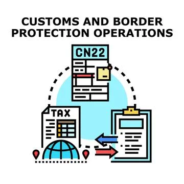 Customs and border protection operations process icon Stock Illustration