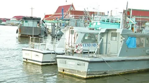 Customs boats 스톡 동영상 9090305