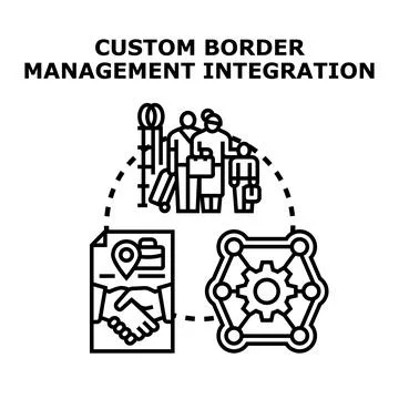 Customs border management integration concept system Stock Illustration