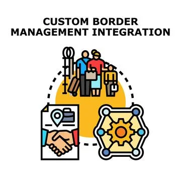 Customs border management integration concept system Stock Illustration