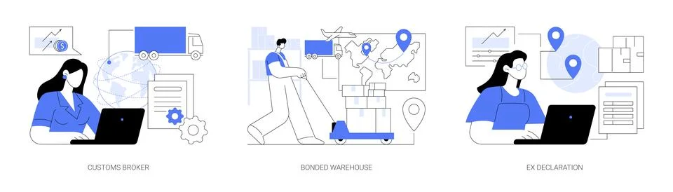 Customs clearance abstract concept vector illustrations. Stock Illustration