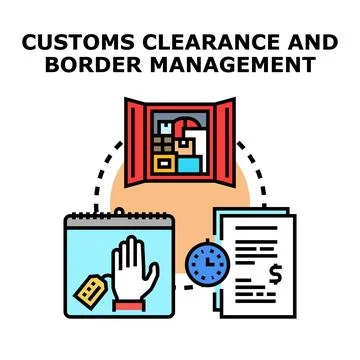 Customs clearance and border management services concept Stock Illustration