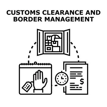 Customs clearance and border management services concept Stock Illustration