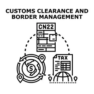 Customs clearance and border management concept icon Stock Illustration