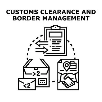 Customs clearance and border management process at border Stock Illustration