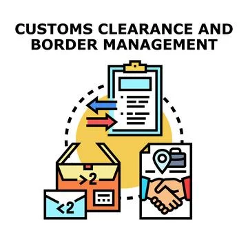 Customs clearance and border management process at border Stock Illustration
