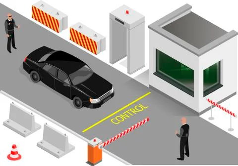 Customs clearance area with security Stock Illustration
