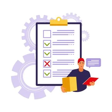 Customs clearance concept. Orders worldwide shipment service agreement. Vecto Stock Illustration