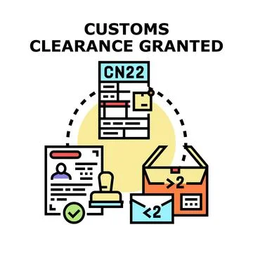 Customs clearance granted process for international shipping 库存插图