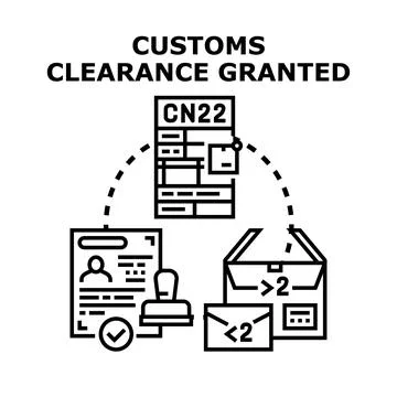 Customs clearance granted process for international shipping Stock Illustration