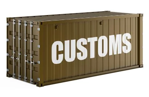 Customs concept with shipping container. 3D rendering Stock Illustration
