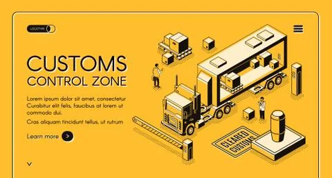 Customs control zone isometric website Stock Illustration