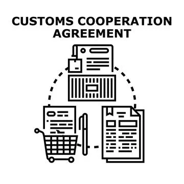 Customs cooperation agreement facilitating global trade processes Stock Illustration