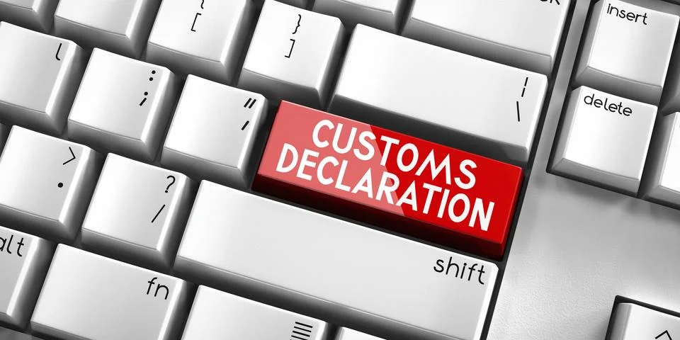 Customs declaration - computer keyboard - 3D illustration Stock Illustration
