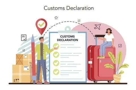 Customs declaration concept. Passport control at the airport. Stock Illustration