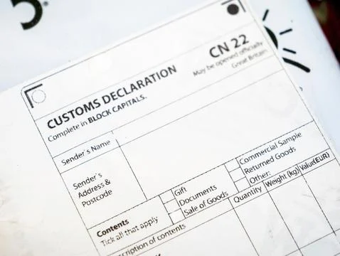 Customs Declaration for E-Commerce Shipping. Stock Photos