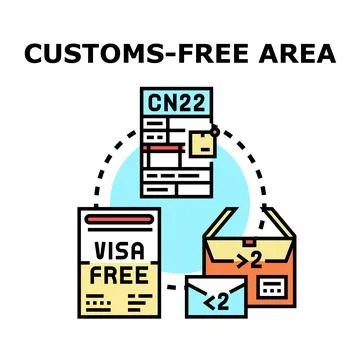 Customs free area document and package delivery concept Stock Illustration