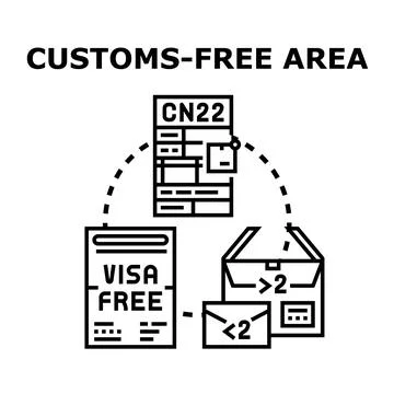 Customs free area document and package delivery concept Stock Illustration