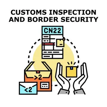 Customs inspection and border security process delivering packages Stock Illustration