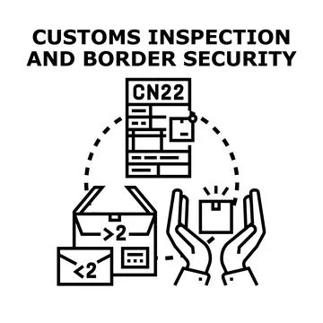 Customs inspection and border security process delivering packages Stock Illustration