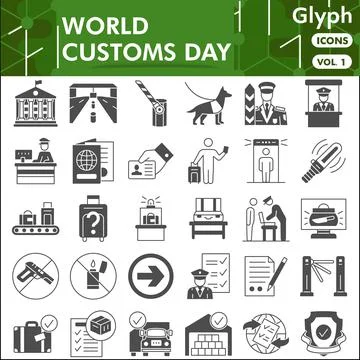 Customs line icon set, security check symbols collection or sketches. Border Stock Illustration