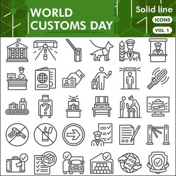 Customs line icon set, security check symbols collection or sketches. Border Stock Illustration