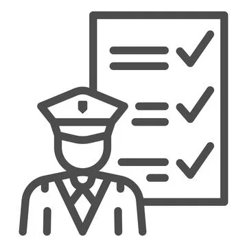 Customs officer and declaration line icon, security check concept, goods to Stock Illustration