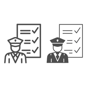 Customs officer and declaration line and solid icon, security check concept Stock Illustration